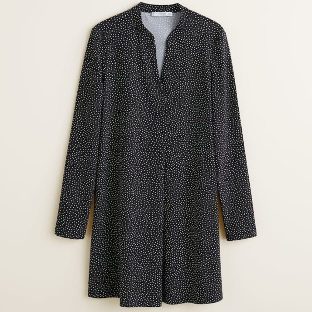 Mango V-neckline dress polka dot size M